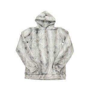 Marble Pattern Pullover Hoodie In White And Gray Abstract Design Size Small 100%